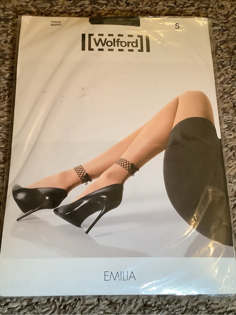 Wolford Emilia tights, fine ankle ribbon, color black/black, size: S